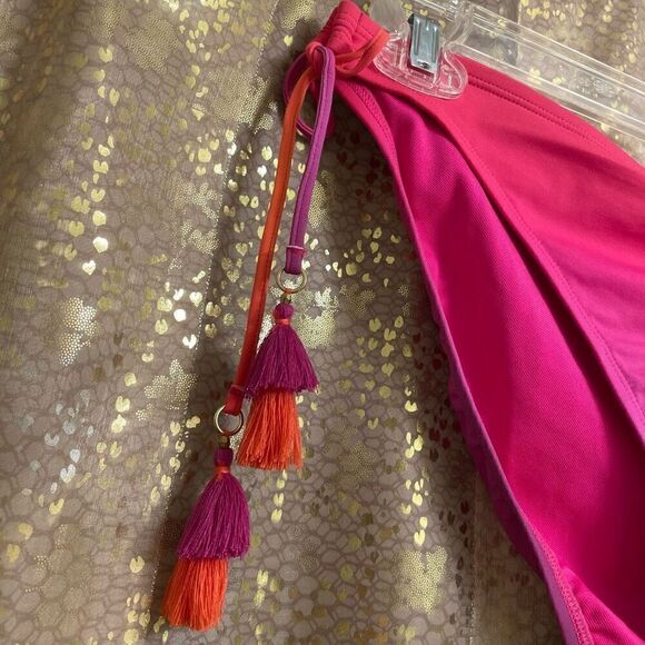 Bleu Rod Beattie Cotton On Pink Purple Ombre Tassel Bikini Set Large/12 NWT - Picture 5 of 8